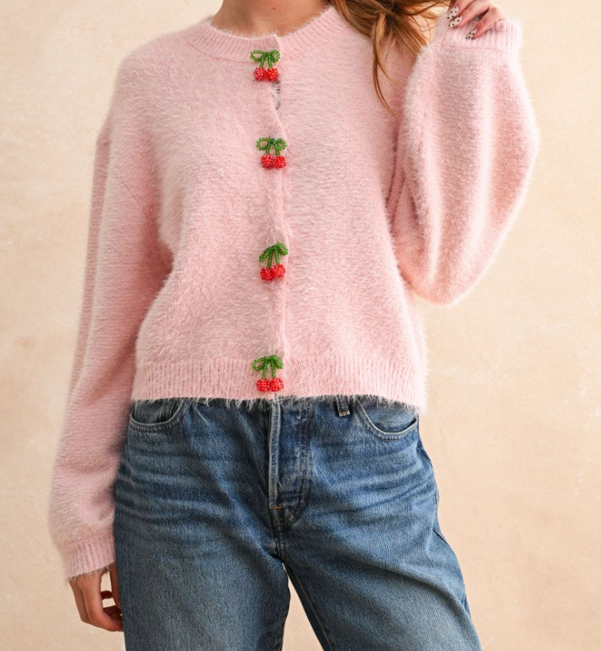 Cherry Bomb Button Sweater