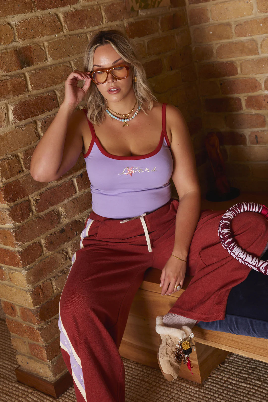 Surf League Lounge Pants - Burgundy