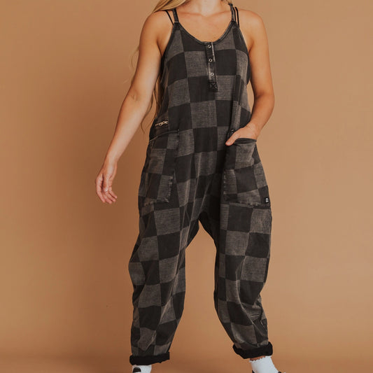Rags Black Check Romper