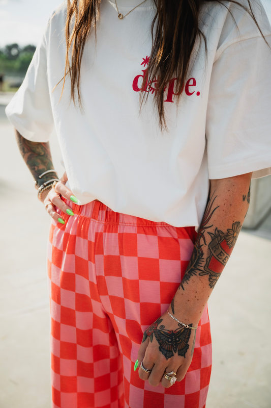 Pink Check Crop Pants
