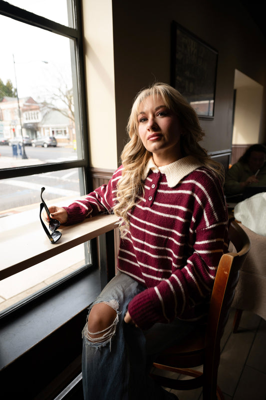 Striped Collared Sweater