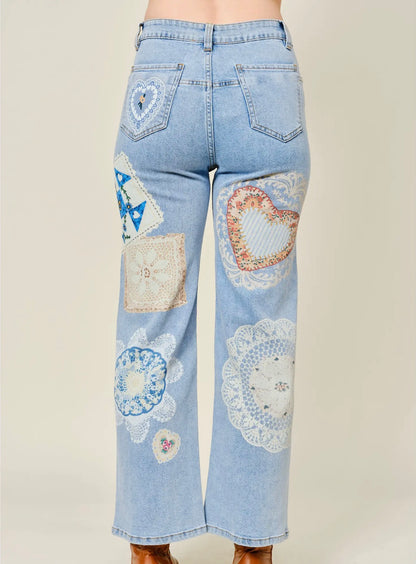 Patchwork Denim Pants