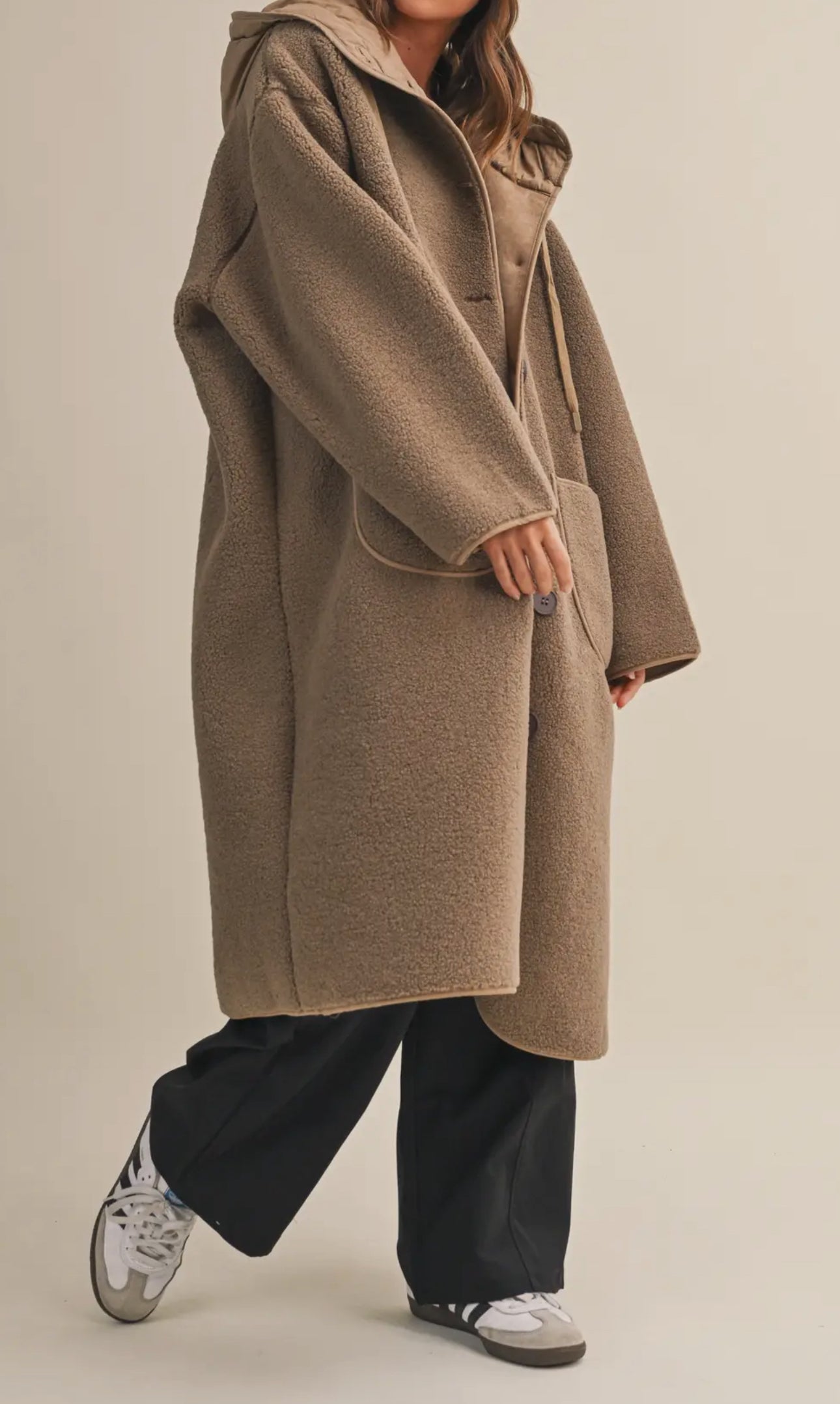 Oversized Hooded Sherpa Jacket