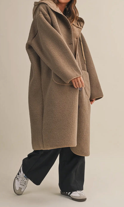 Oversized Hooded Sherpa Jacket