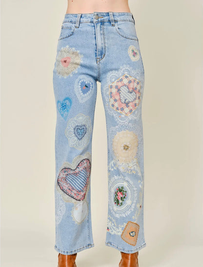 Patchwork Denim Pants