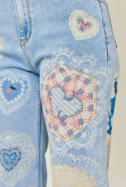 Patchwork Denim Pants