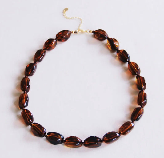 Large Tortoise Nugget Beaded Necklace