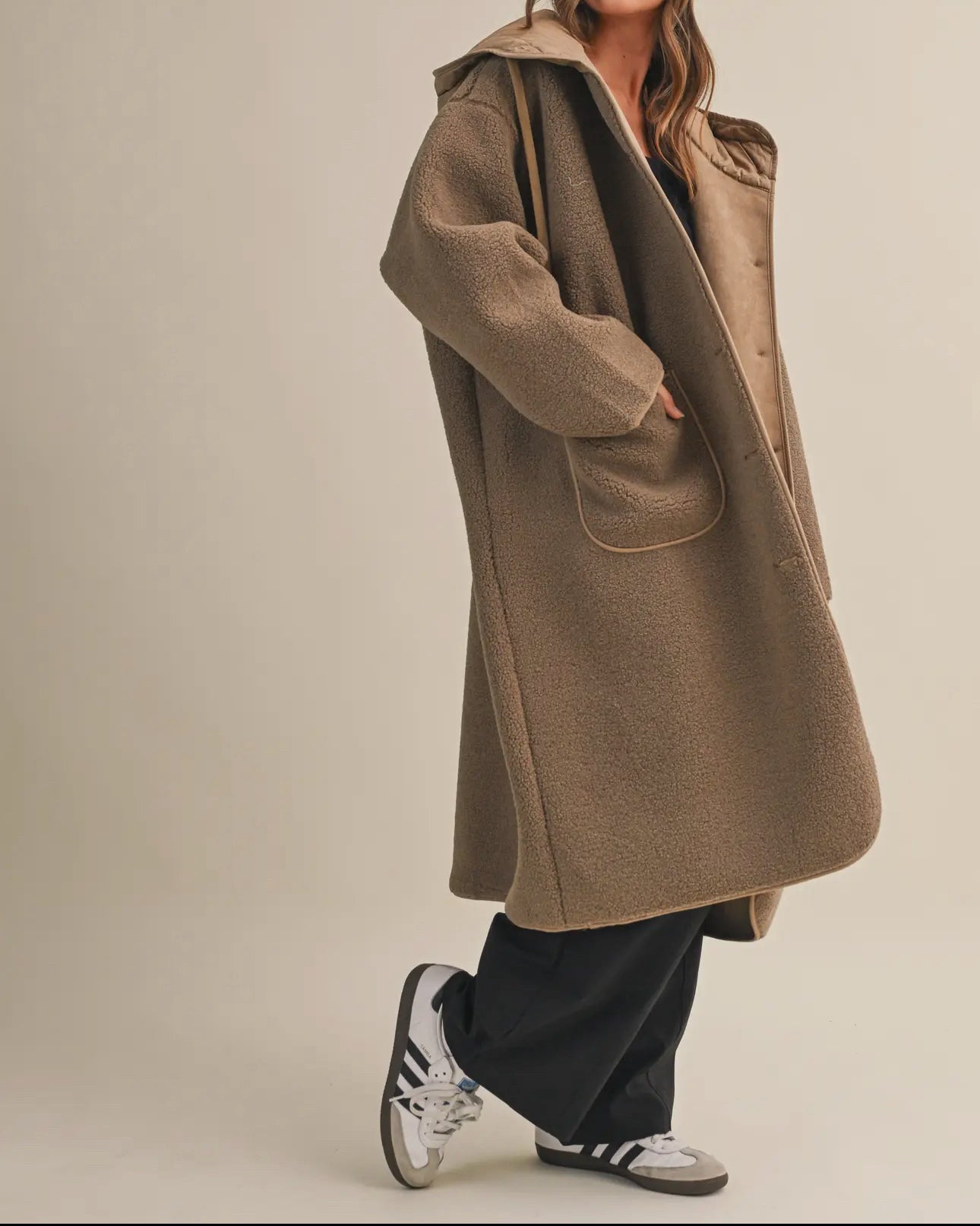 Oversized Hooded Sherpa Jacket