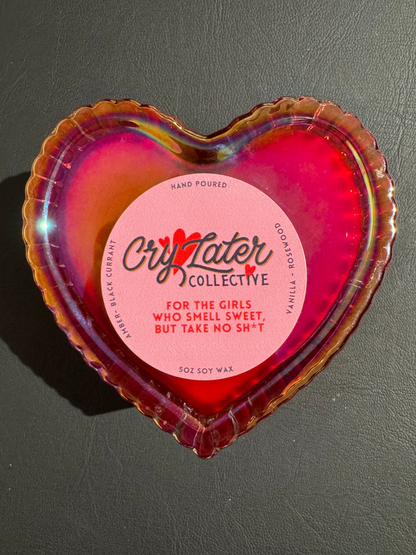 Cry Later Candle - Red Heart