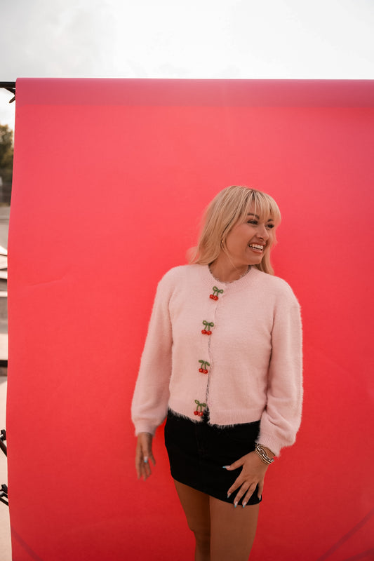Cherry Bomb Button Sweater
