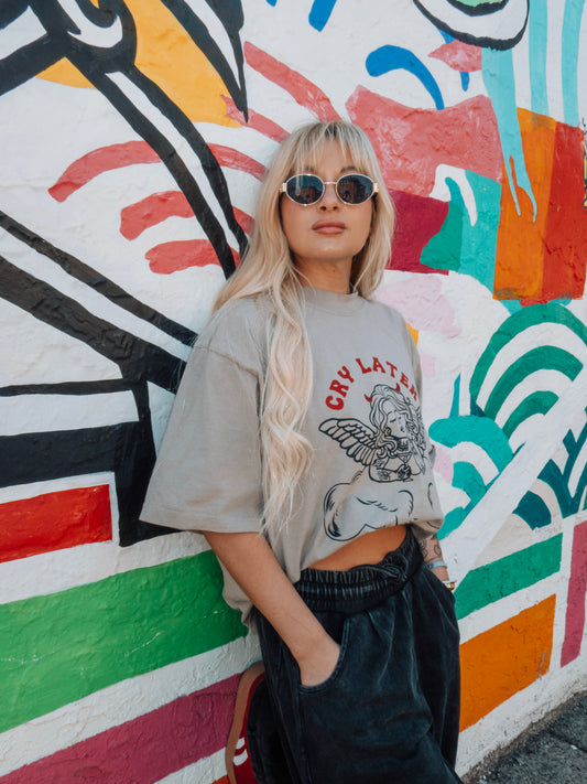 Saint of Bad Decisions Boxy Tee - Oat