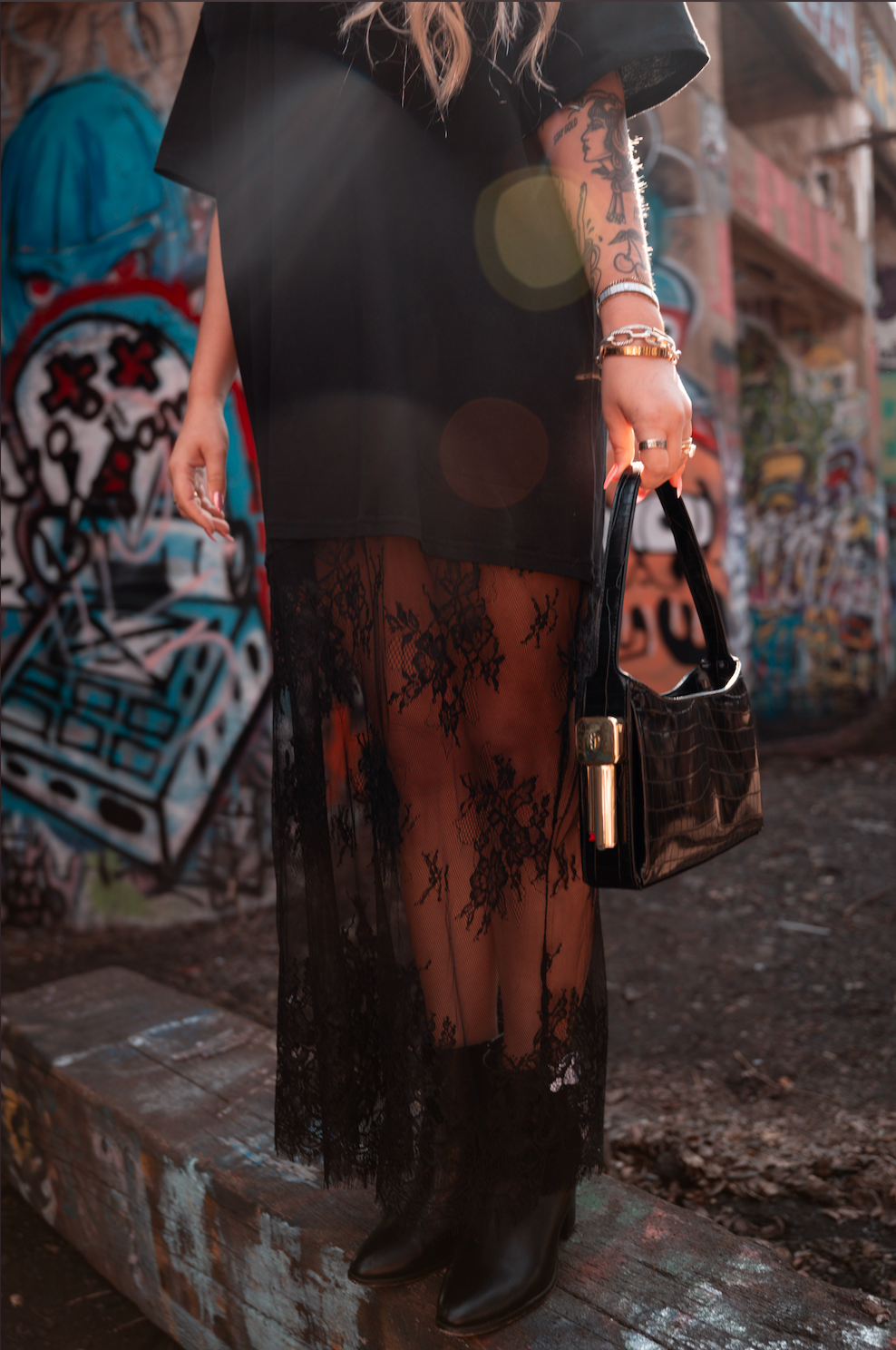 Midnight Lace T-Dress